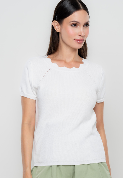 Shane Scalloped Neckline Knit Top