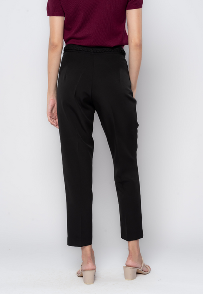 Slim Formal Pants With Braided Waist Detail