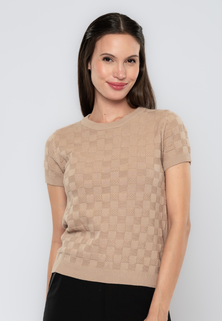 Chastity Weaved Textued Plain Knit Top