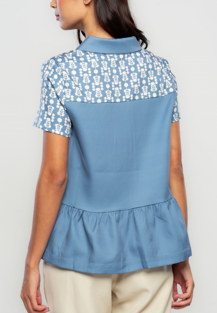 Enid Geometric Printed Collared Top