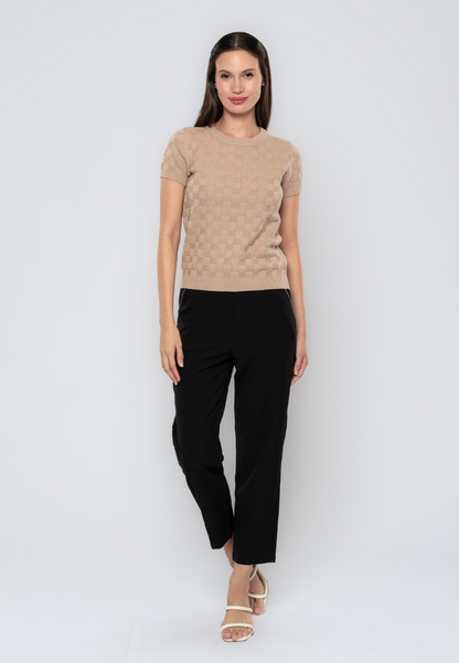 Chastity Weaved Textued Plain Knit Top