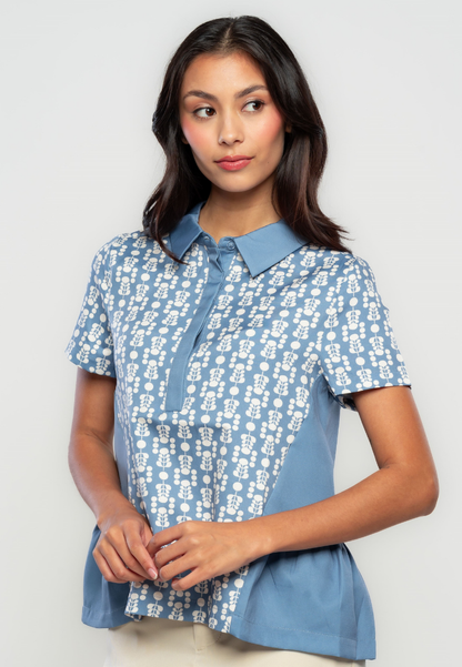 Enid Geometric Printed Collared Top