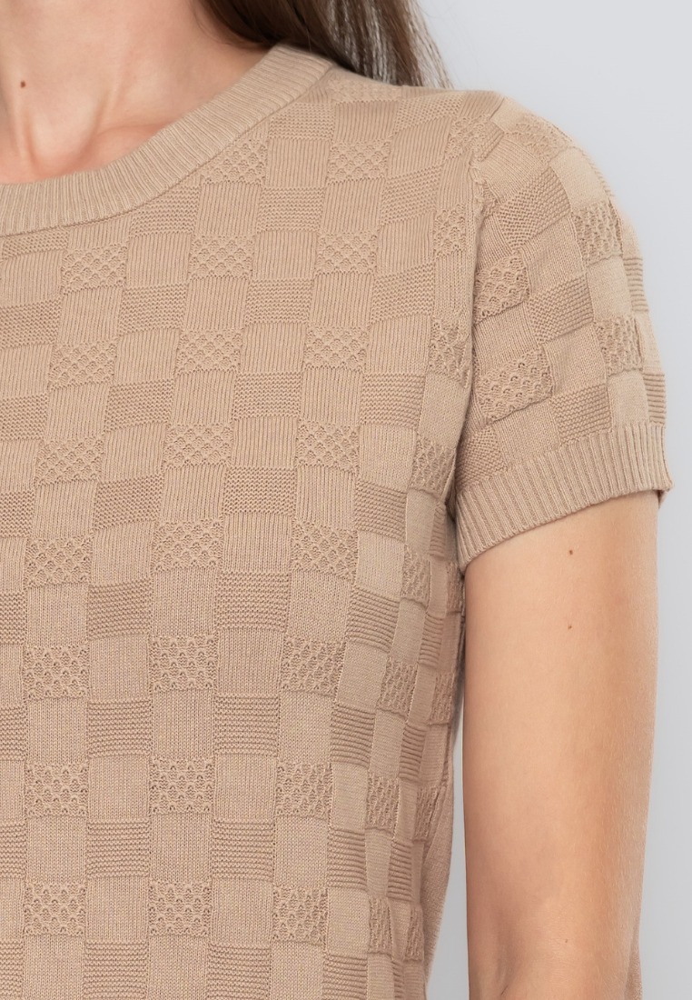 Chastity Weaved Textued Plain Knit Top