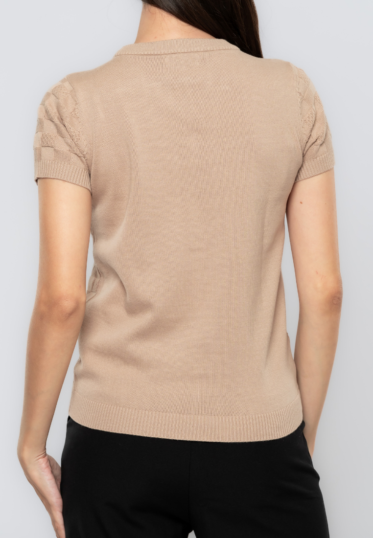 Chastity Weaved Textued Plain Knit Top