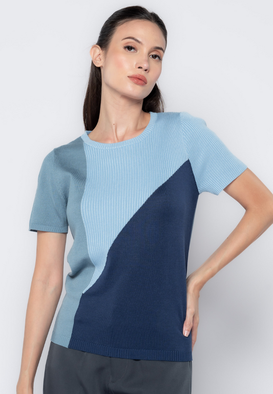 Geometric Plain Textured Knit Top