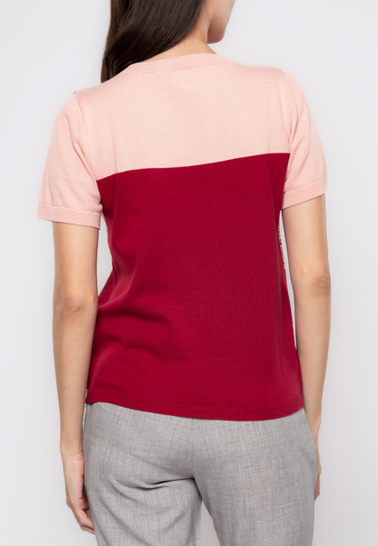 Aveline Tri-Tone Flatknit Blouse