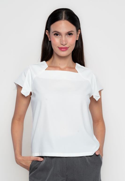 Bernita Geometric Neckline Top