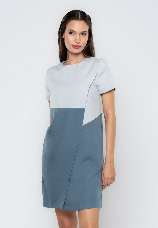 Candice Two-Tone Overlap Shift Dress