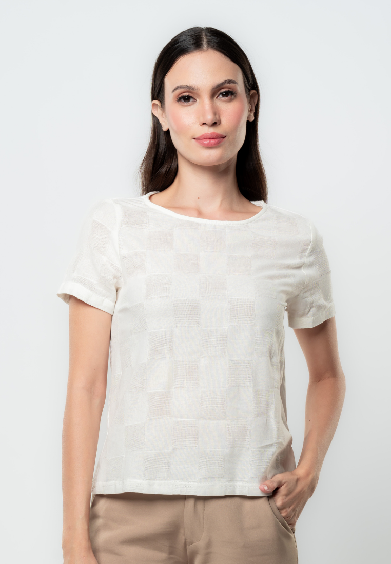 Elle Textured Cotton Boxy Top