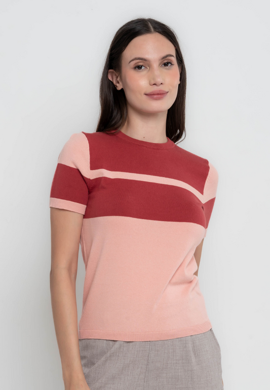 Bettina Two-Tone Flatknit Top