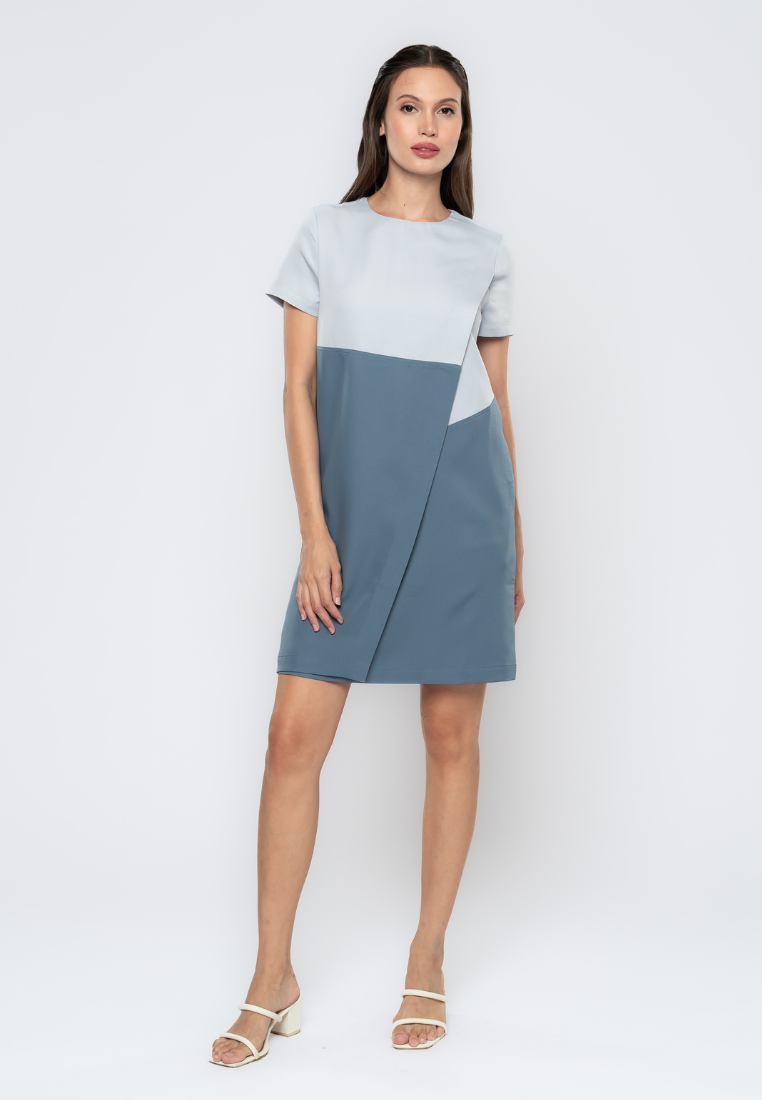 Candice Two-Tone Overlap Shift Dress