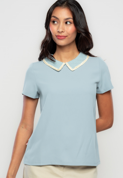 Beatrice Top with Tweed Collar Combination