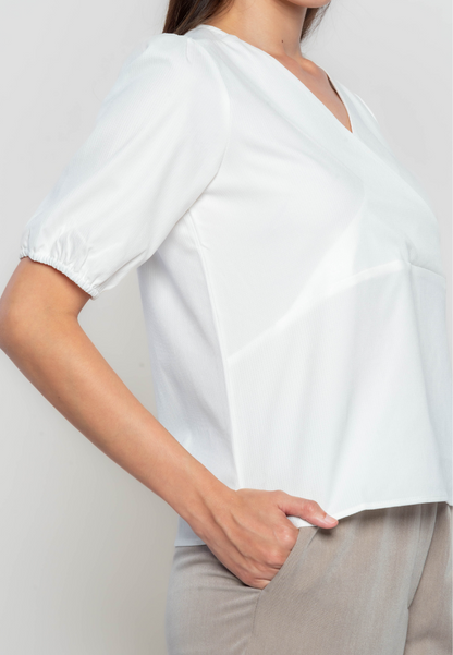 Syble Wrap Top with Puff Sleeves