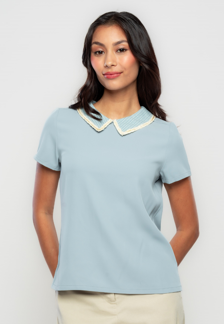 Beatrice Top with Tweed Collar Combination