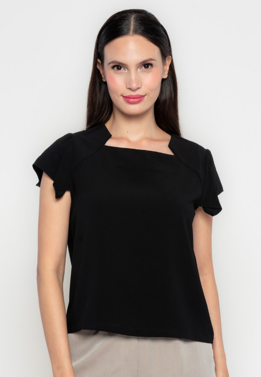 Bernita Geometric Neckline Top