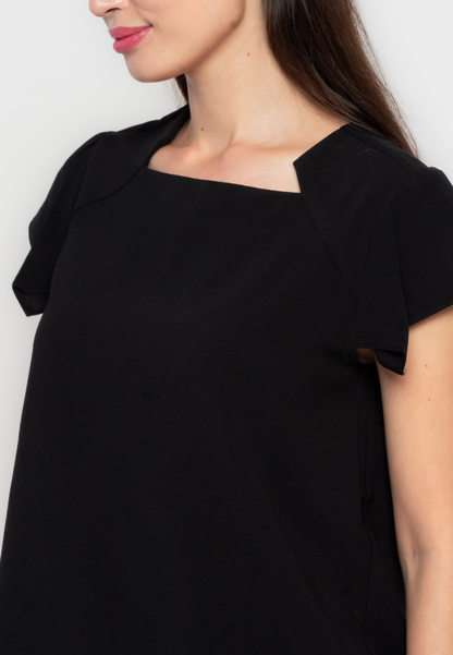 Bernita Geometric Neckline Top