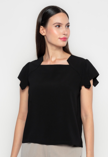 Bernita Geometric Neckline Top