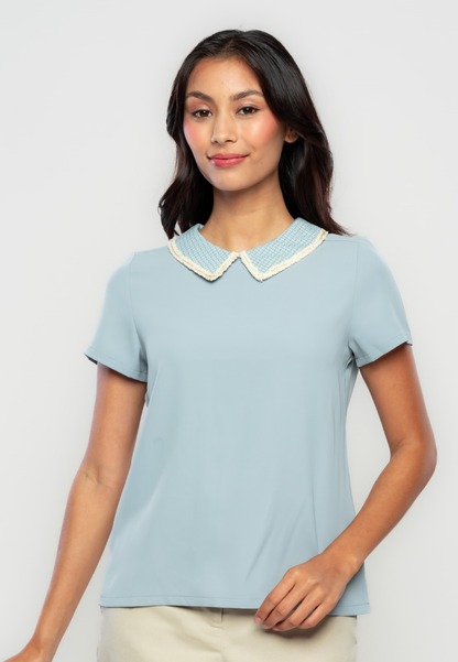 Beatrice Top with Tweed Collar Combination