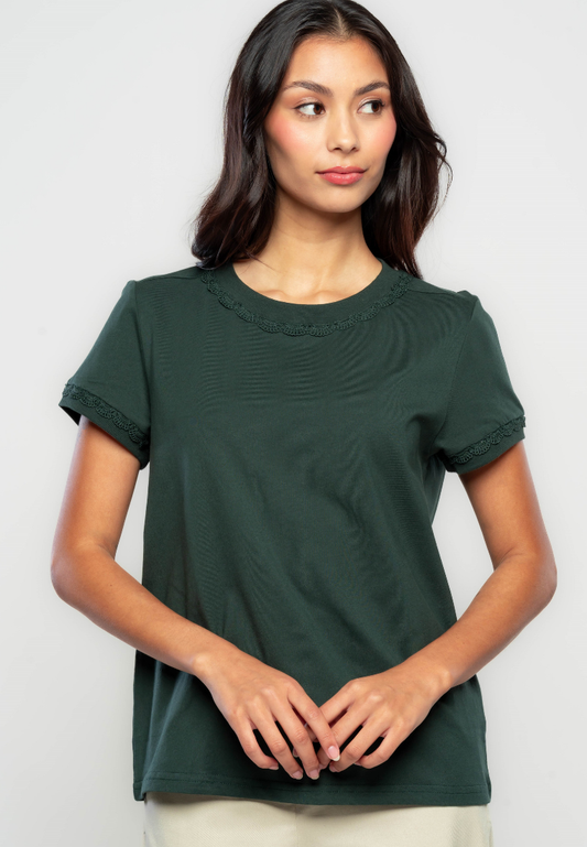 Araceli T-shirt with Braided Neckline Detail