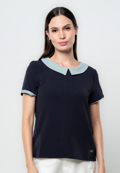 Vela Polyester Jacquard Knit Top