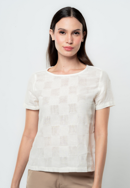 Elle Textured Cotton Boxy Top