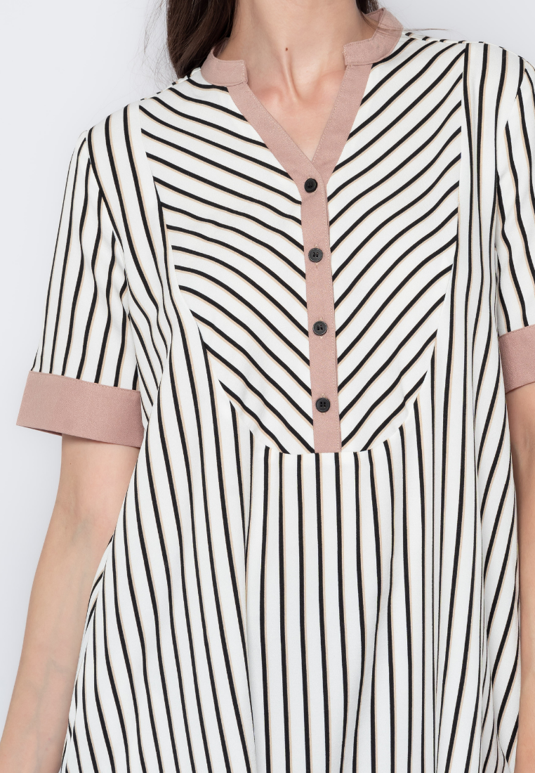 Stripes Semi-A Line Dress