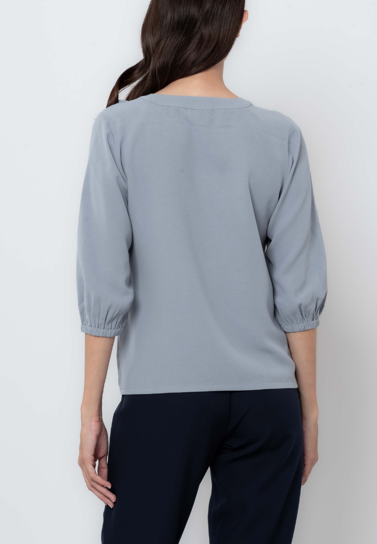 3/4 Sleeve Blouse with Ruffle Panel