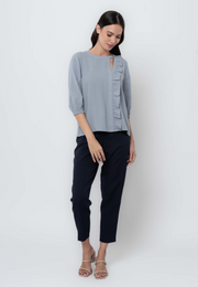 3/4 Sleeve Blouse with Ruffle Panel
