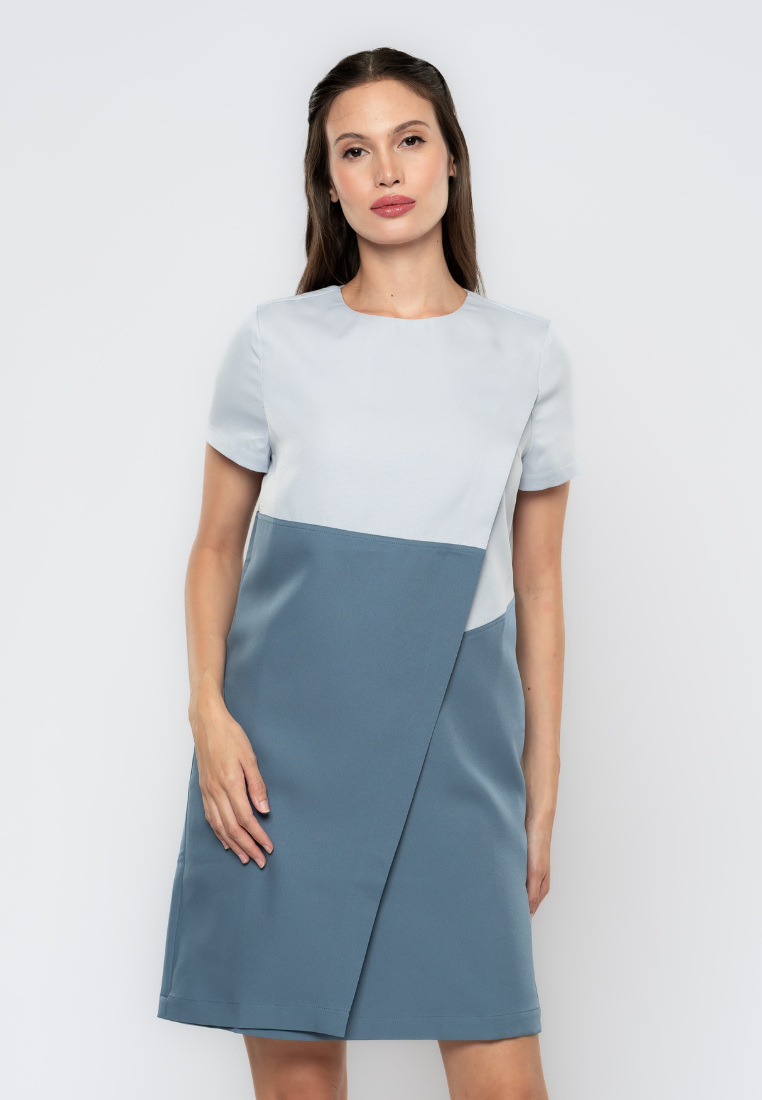 Candice Two-Tone Overlap Shift Dress