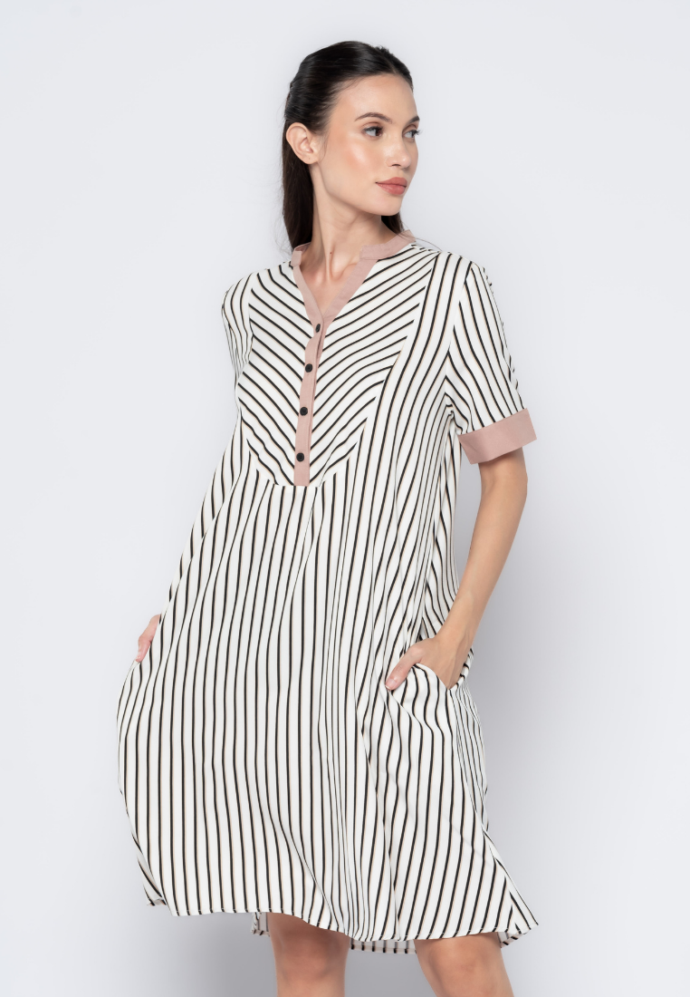 Stripes Semi-A Line Dress