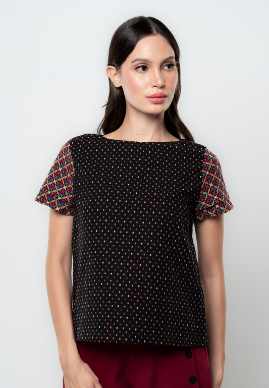 Jade Check Jacquard Blouse