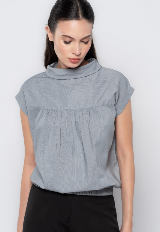 Cristi Cowl Neckline Stripes Blouse