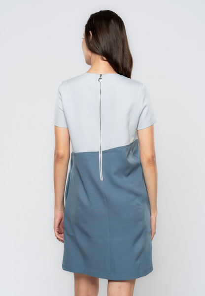 Candice Two-Tone Overlap Shift Dress