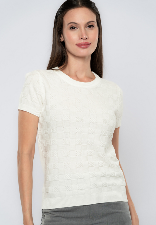 Chastity Weaved Textued Plain Knit Top