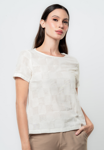 Elle Textured Cotton Boxy Top