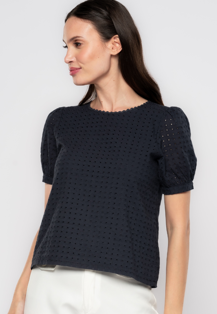 Lorreine Geometric Eyelet Blouse