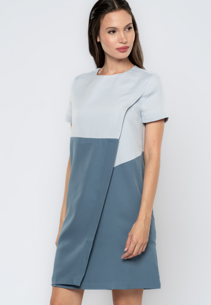 Candice Two-Tone Overlap Shift Dress