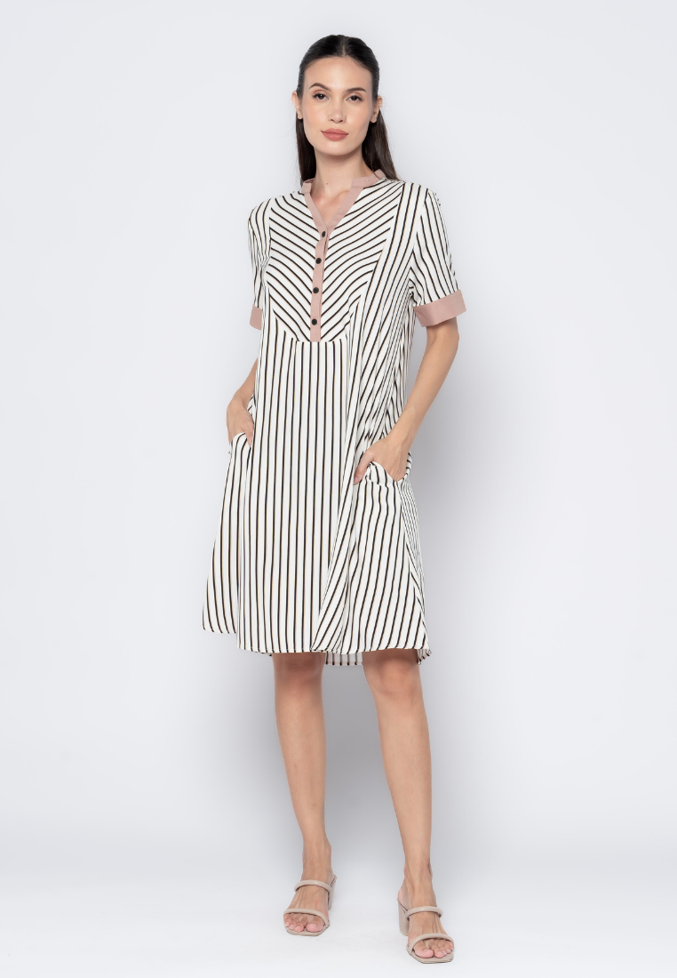 Stripes Semi-A Line Dress