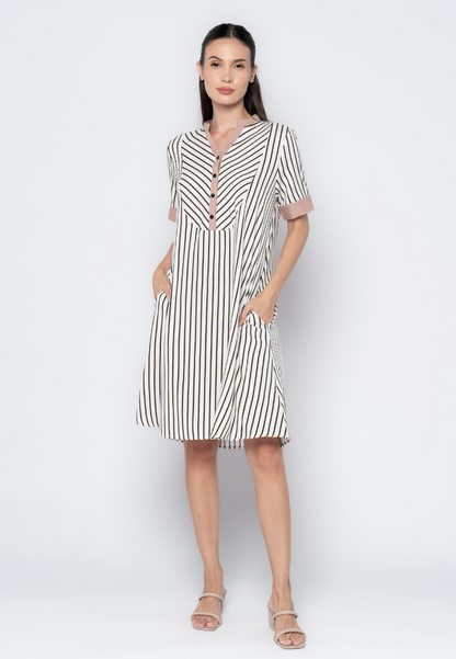 Stripes Semi-A Line Dress