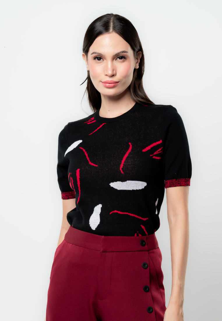 Vera Graphic Flat Knit Top