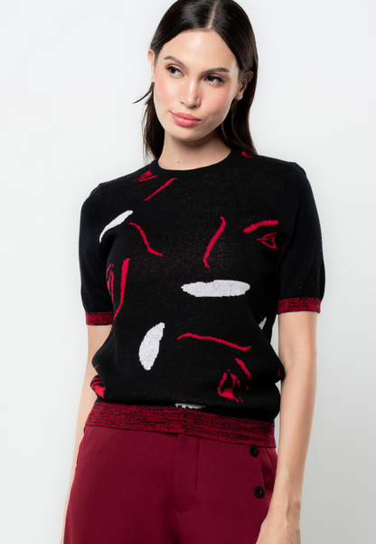 Vera Graphic Flat Knit Top