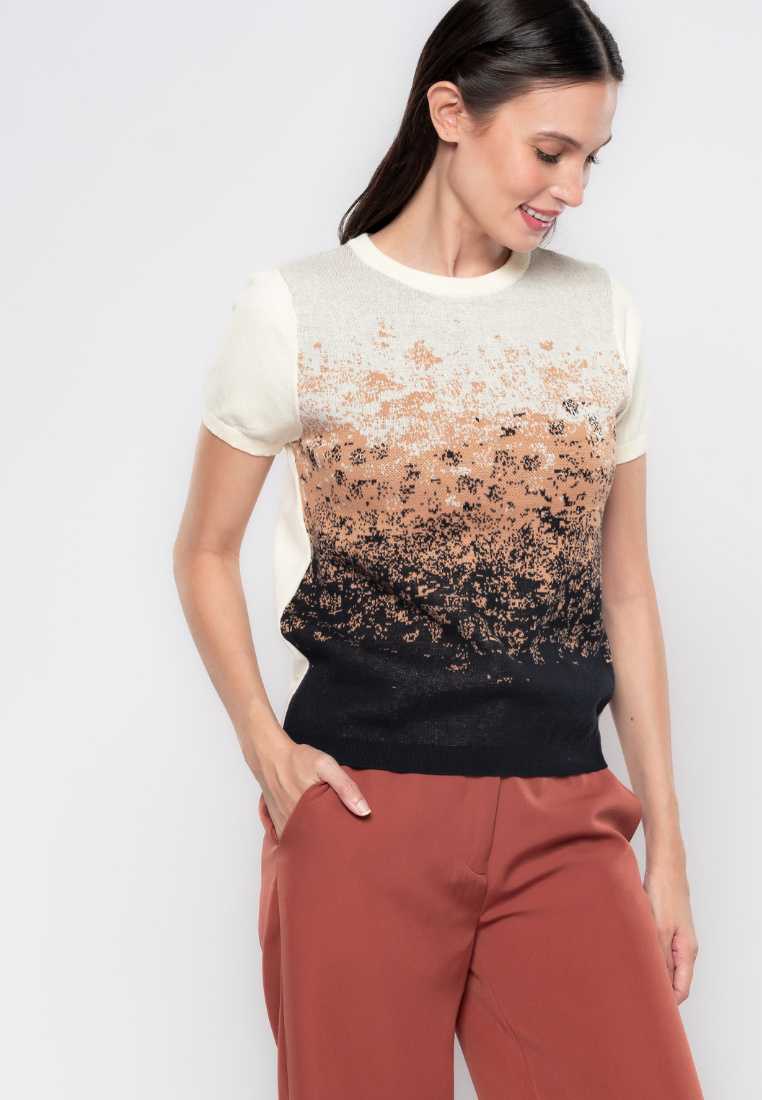 Sydney Two-Tone Abstract Knit Top