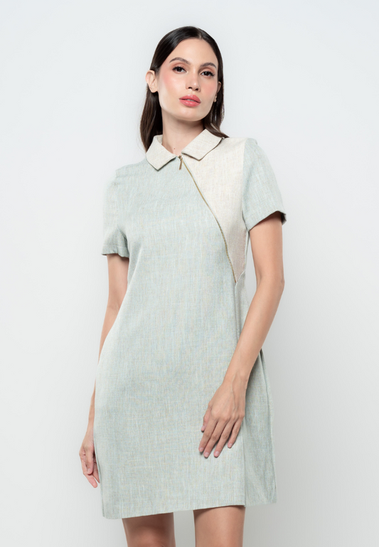 Avril Contrast Zip Tweed Shift Dress