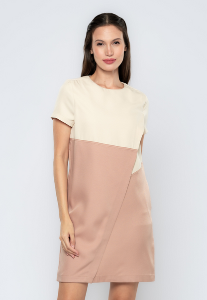 Candice Two-Tone Overlap Shift Dress