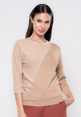 Brielle Two Tone Contrast 3/4 Knit Top