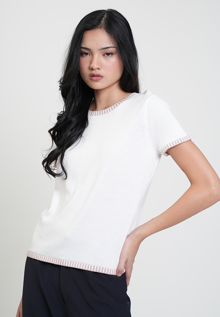 Valeena Stripe Trim Classic Knit