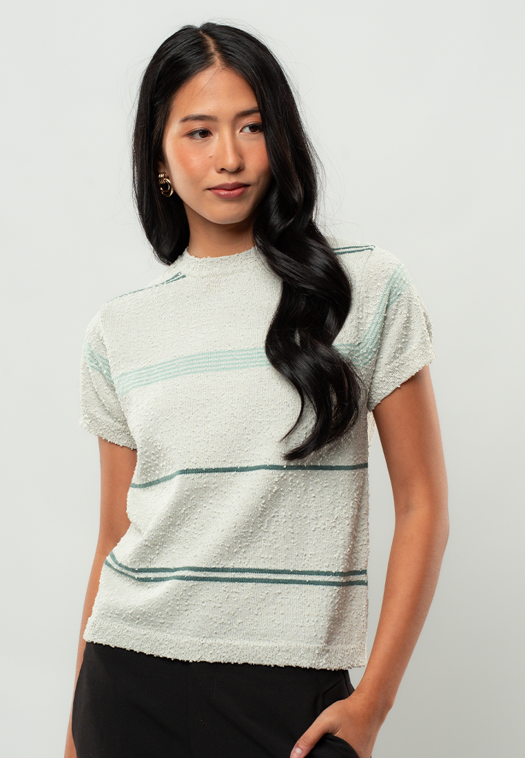 Rachel Textured Stripe Short Sleeve Top