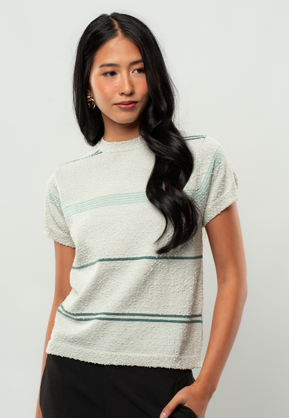Rachel Textured Stripe Short Sleeve Top