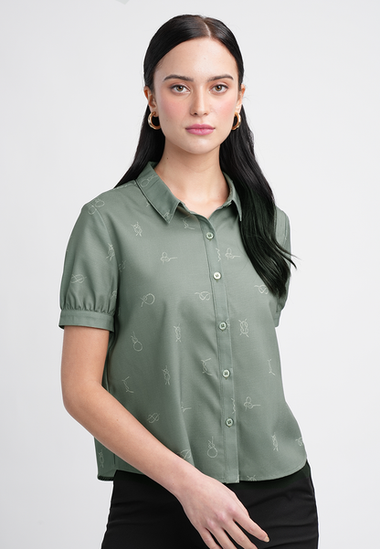 Cady Collared Button-Up Top