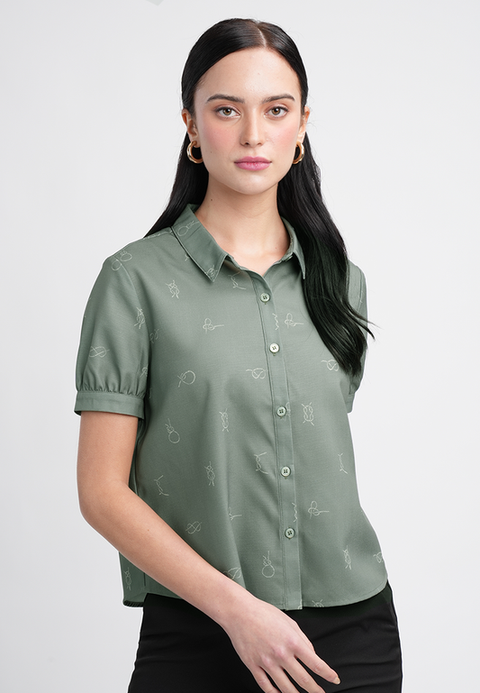 Cady Collared Button-Up Top